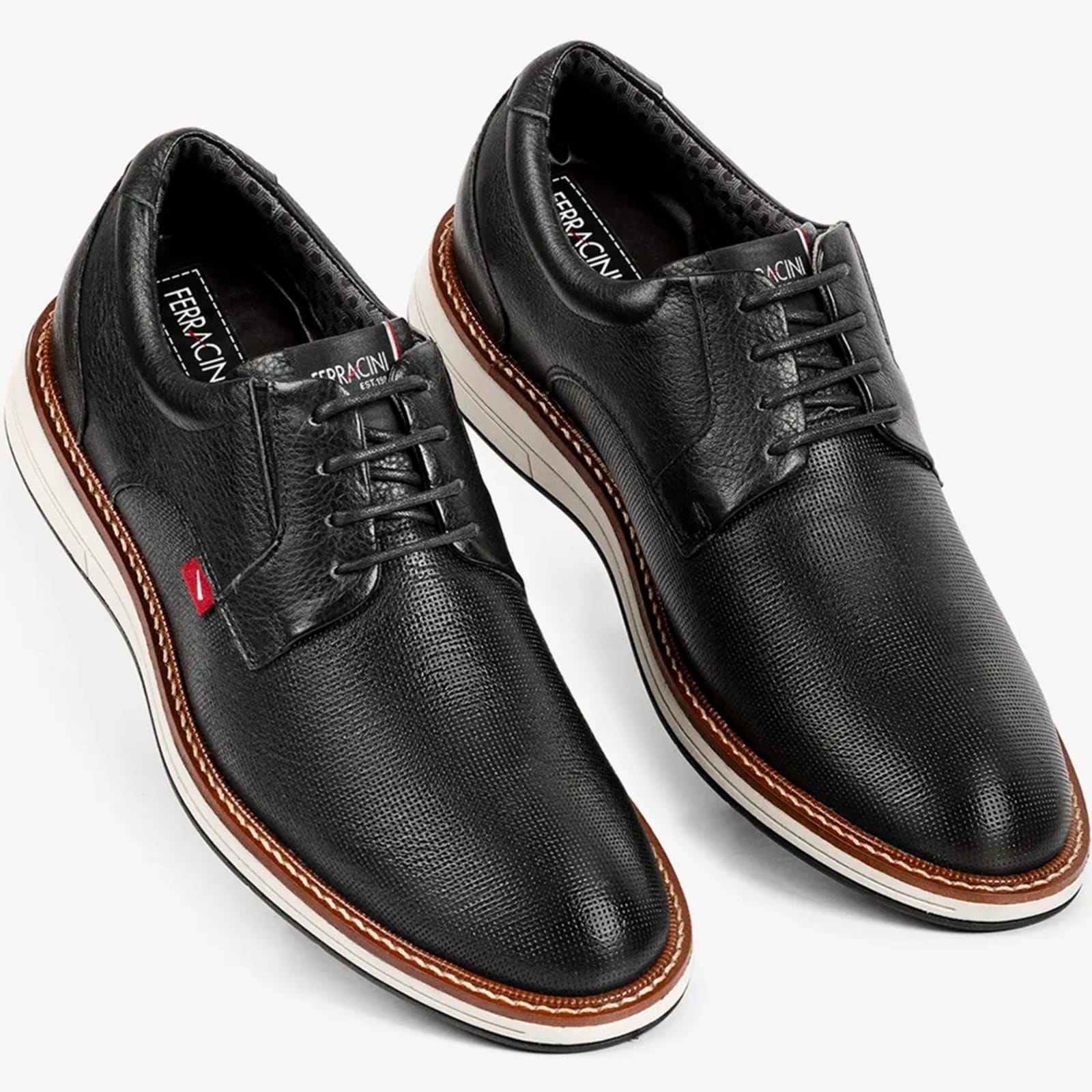 Vista 2 Sapato Ferracini Kingston e Branco Masculino FERRACINI preto