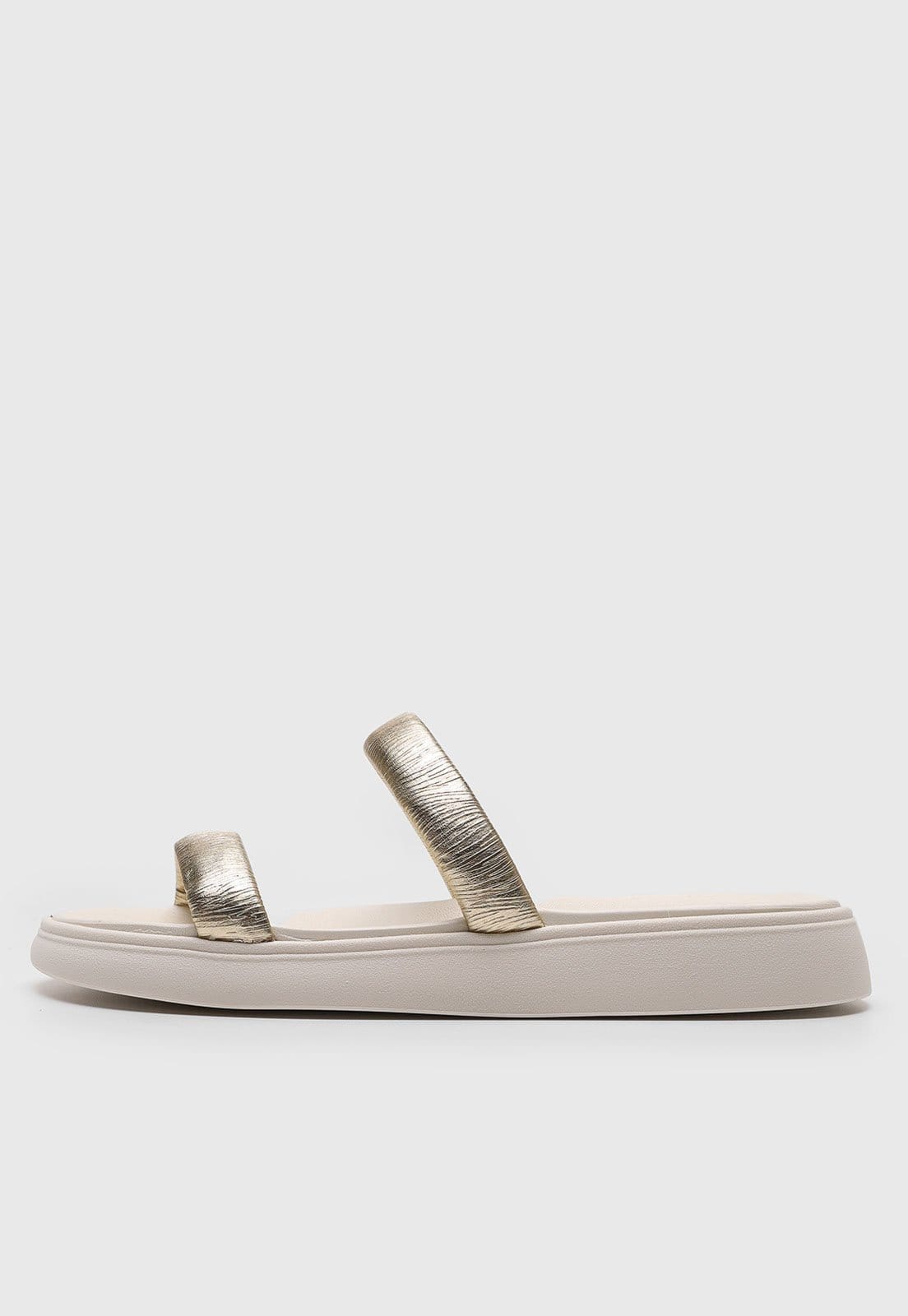 Rasteira Moleca Duas Tiras Metalizada Dourada