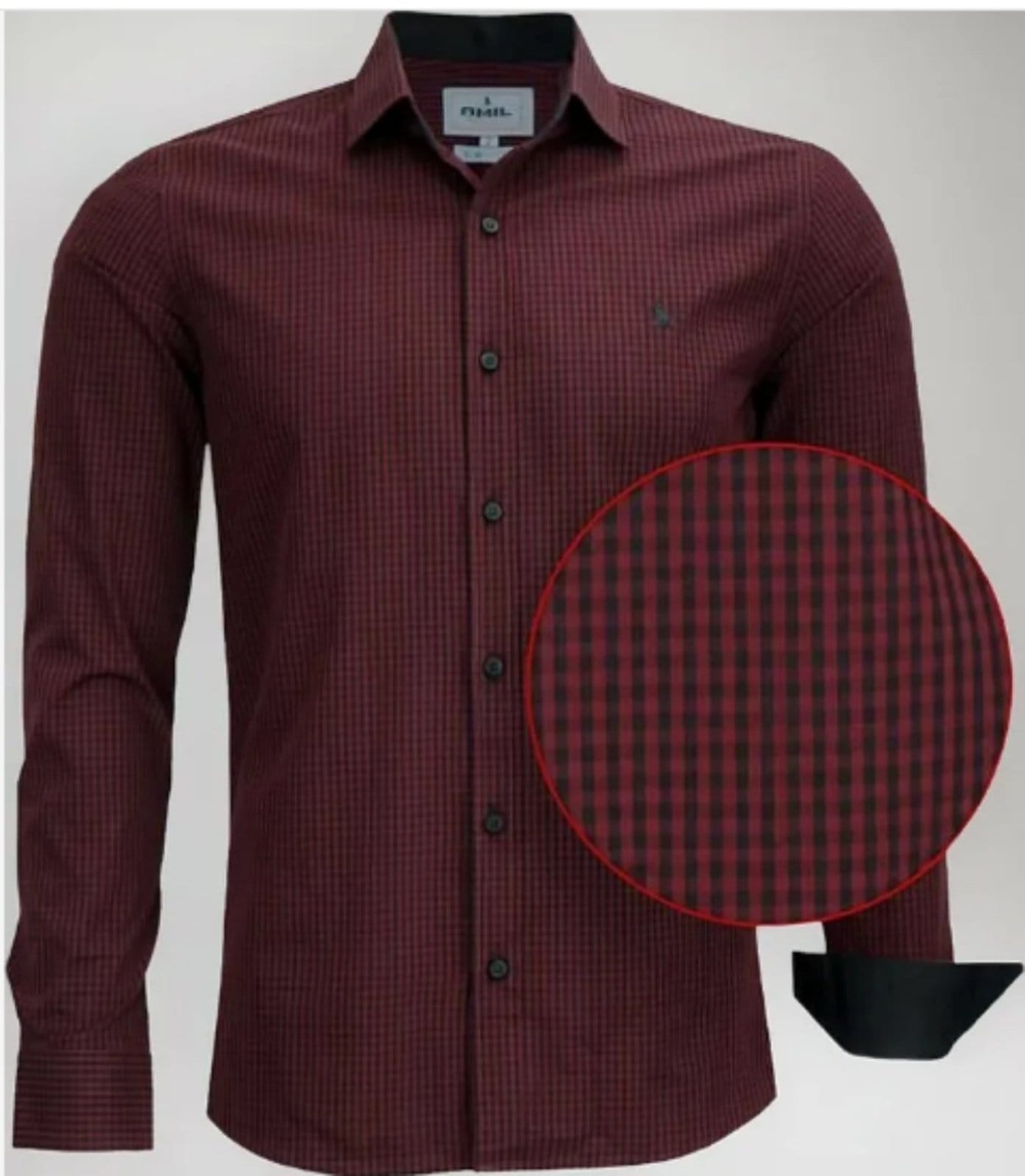 Camisa Social Amil Slim Buzz Algodão Micro Xadrez Manga Longa Luxo Cor13