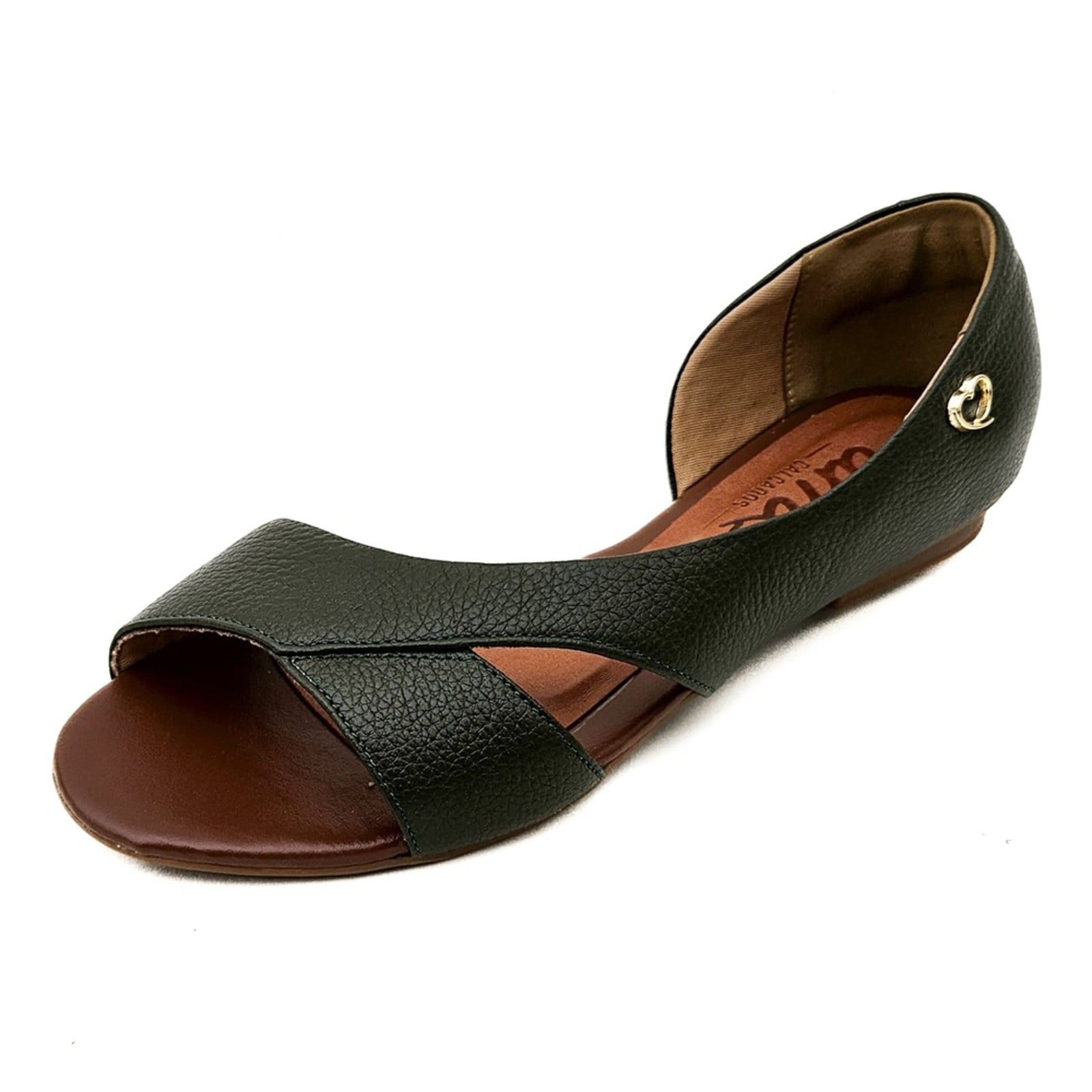 Sandália Rasteira em Couro Amo Calçados Moema