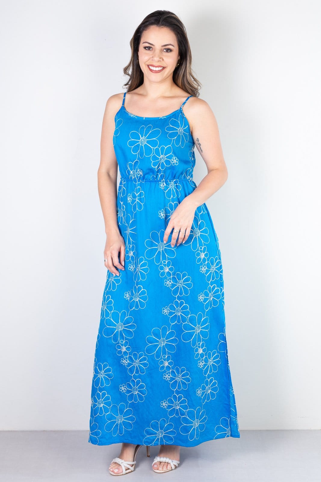 Vestido Enluaze Longo Feminino Alcinha Bordado 51108