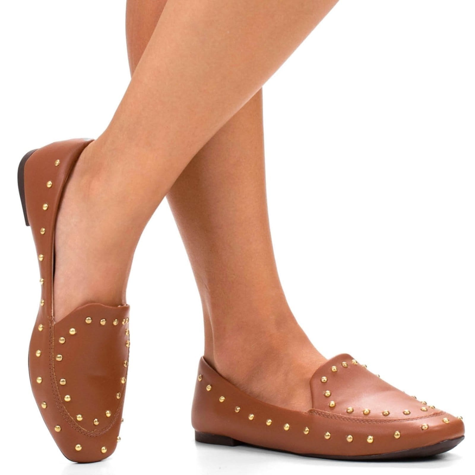 Sapato Feminino Sapatilha Bico redondo confortável macio Ouro