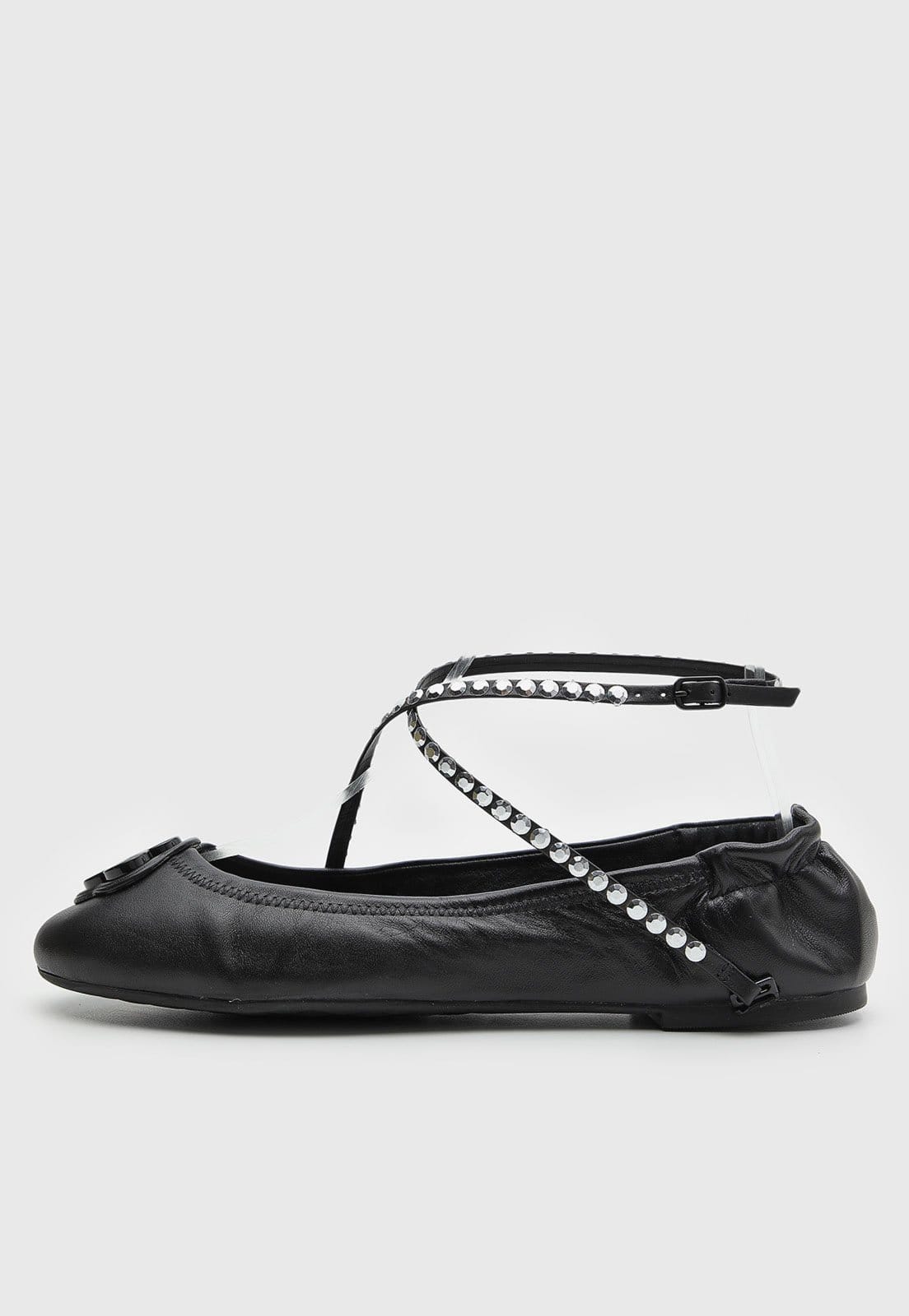 Sapatilha Feminina Capodarte Tiras com Pedrarias Preta