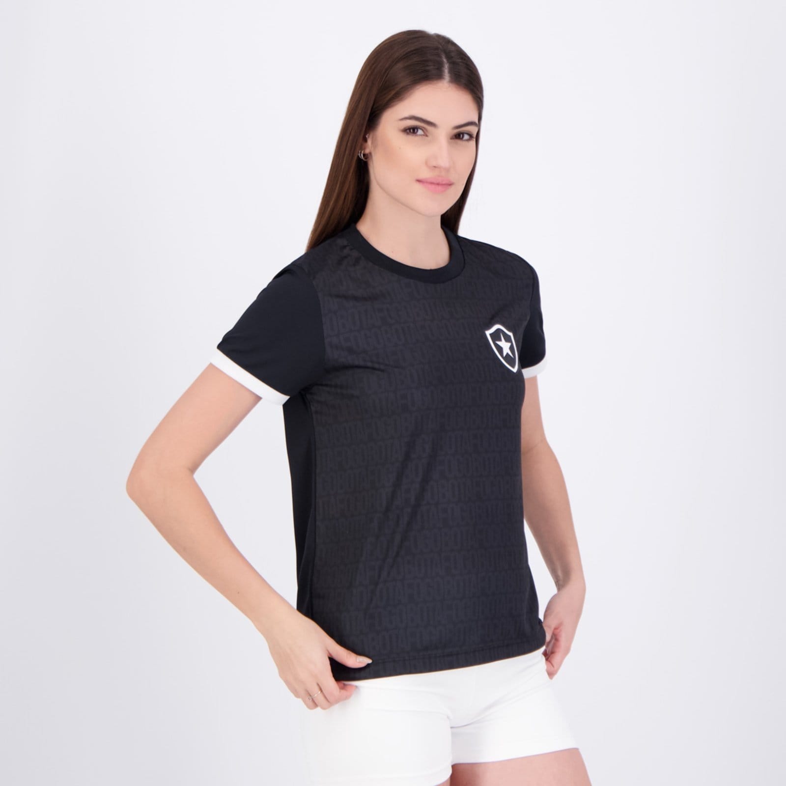 Vista 2 Camisa Botafogo Renascer Feminino Preta braziline preto