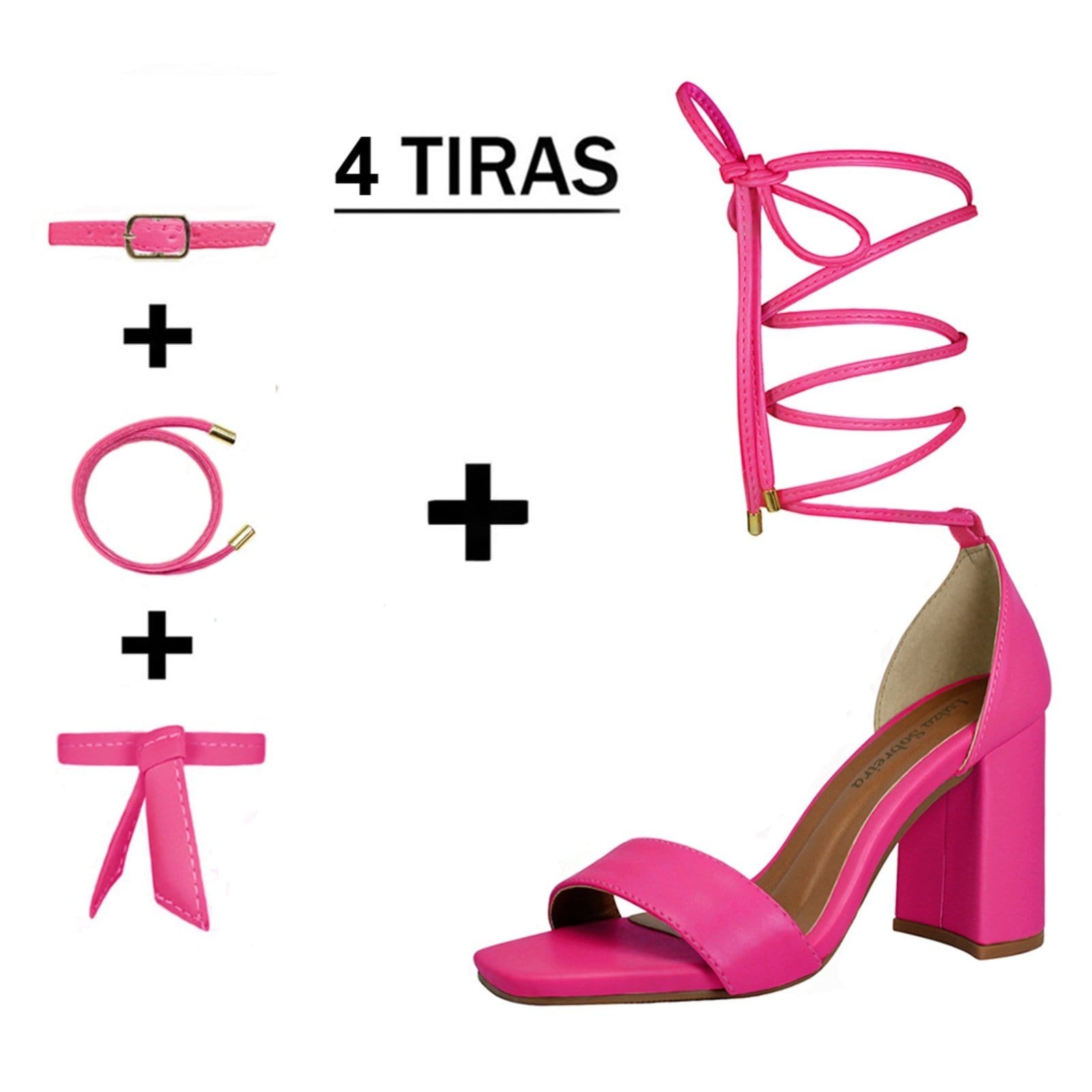 Sandália Troca Tira Salto Alto Grosso Luiza Sobreira Pink Mod. 2124-2