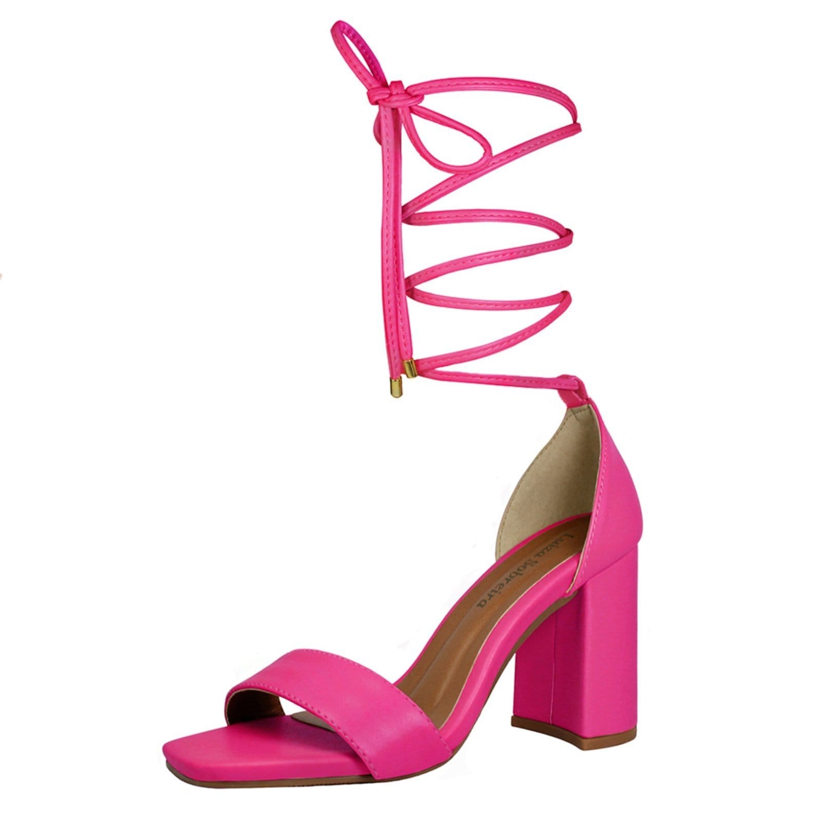 Vista 2 Sandália Troca Tira Salto Alto Grosso Luiza Sobreira Pink Mod. 2124-2 Luiza Sobreira rosa pink