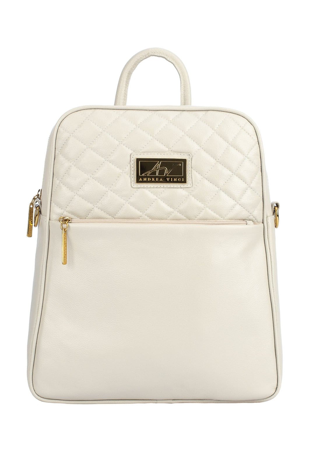 Mochila de couro liso Lune - Marfim