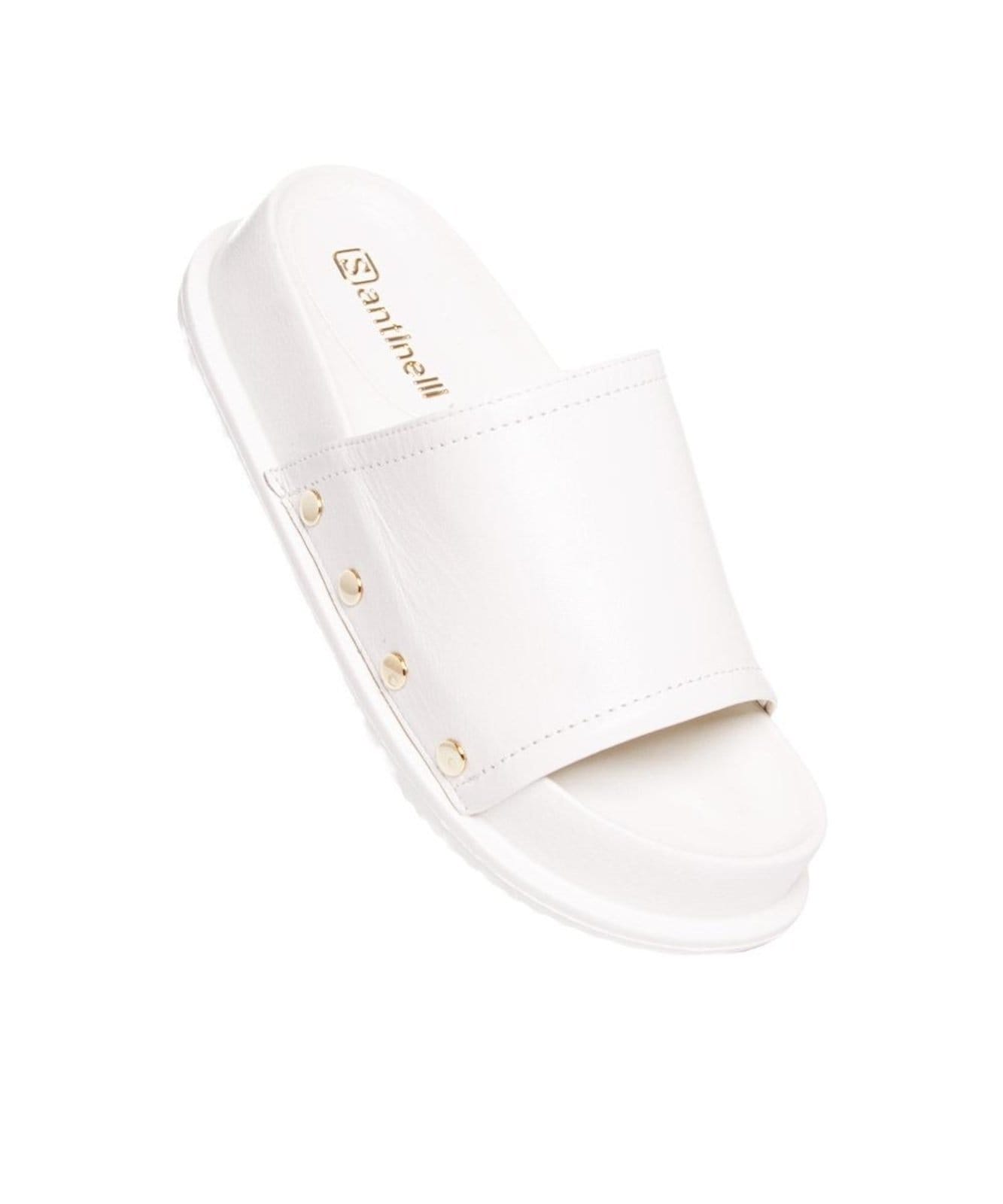 Vista 2 Tamanco Santinelli Flatform Couro Marfim Santinelli incolor