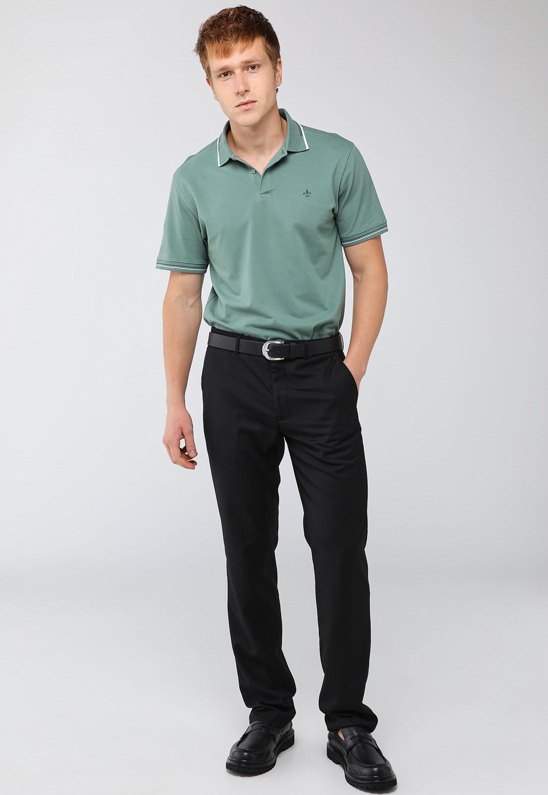 Vista 2 Calça Masculina Dudalina Reta Preta Dudalina preto