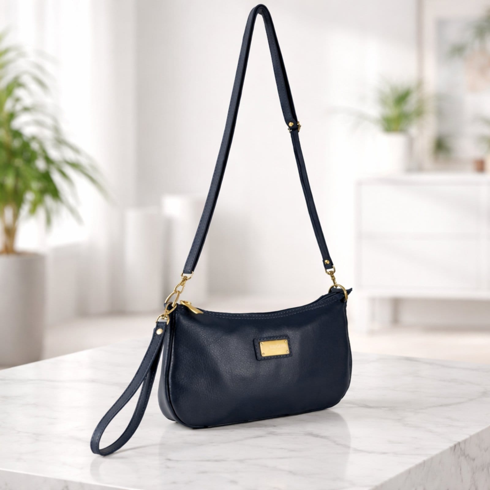 Bolsa Clutch Transversal TopGrife Couro Marinho