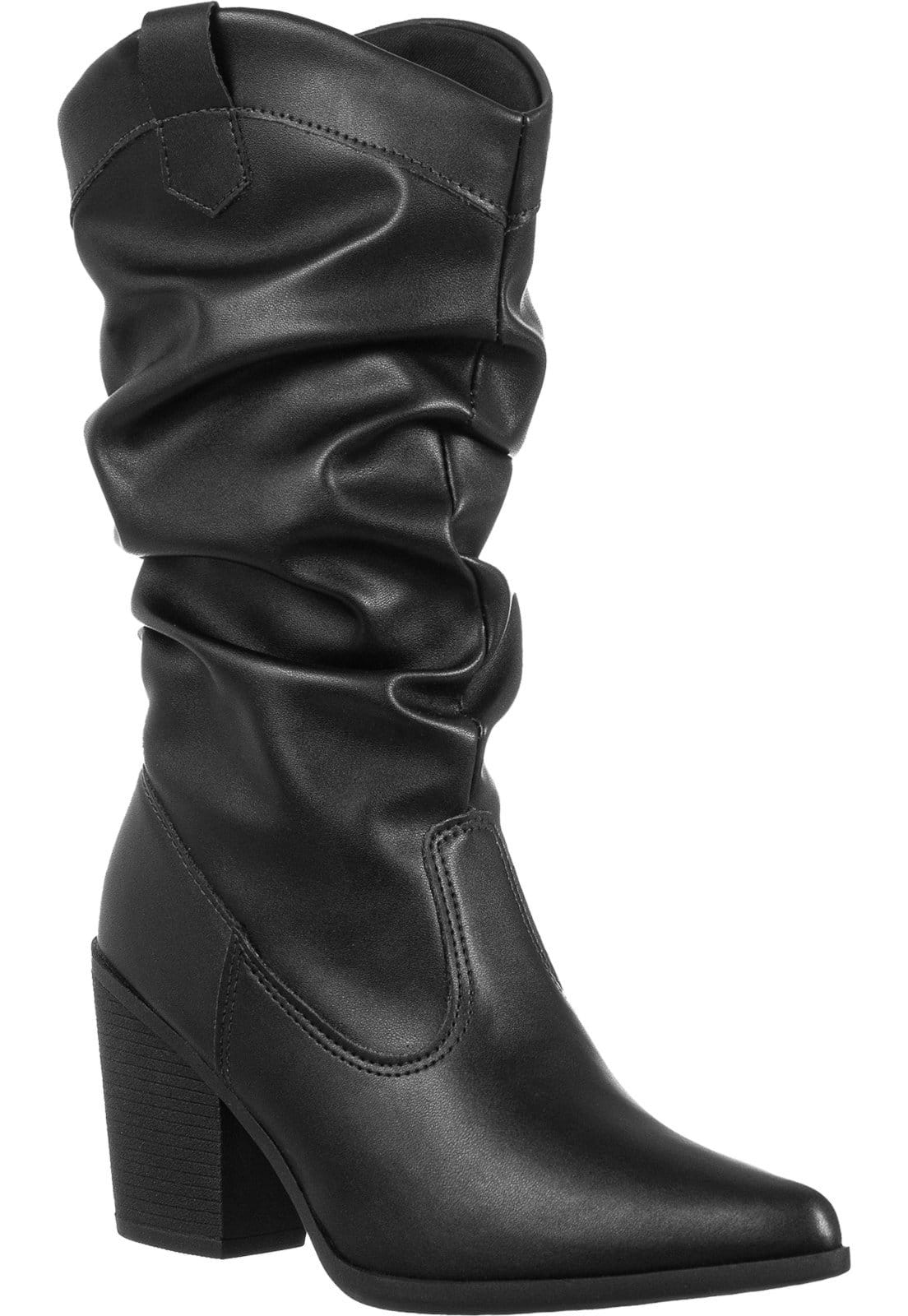 Bota Cano Médio GigiL Enrrugado Slouch Bico Fino