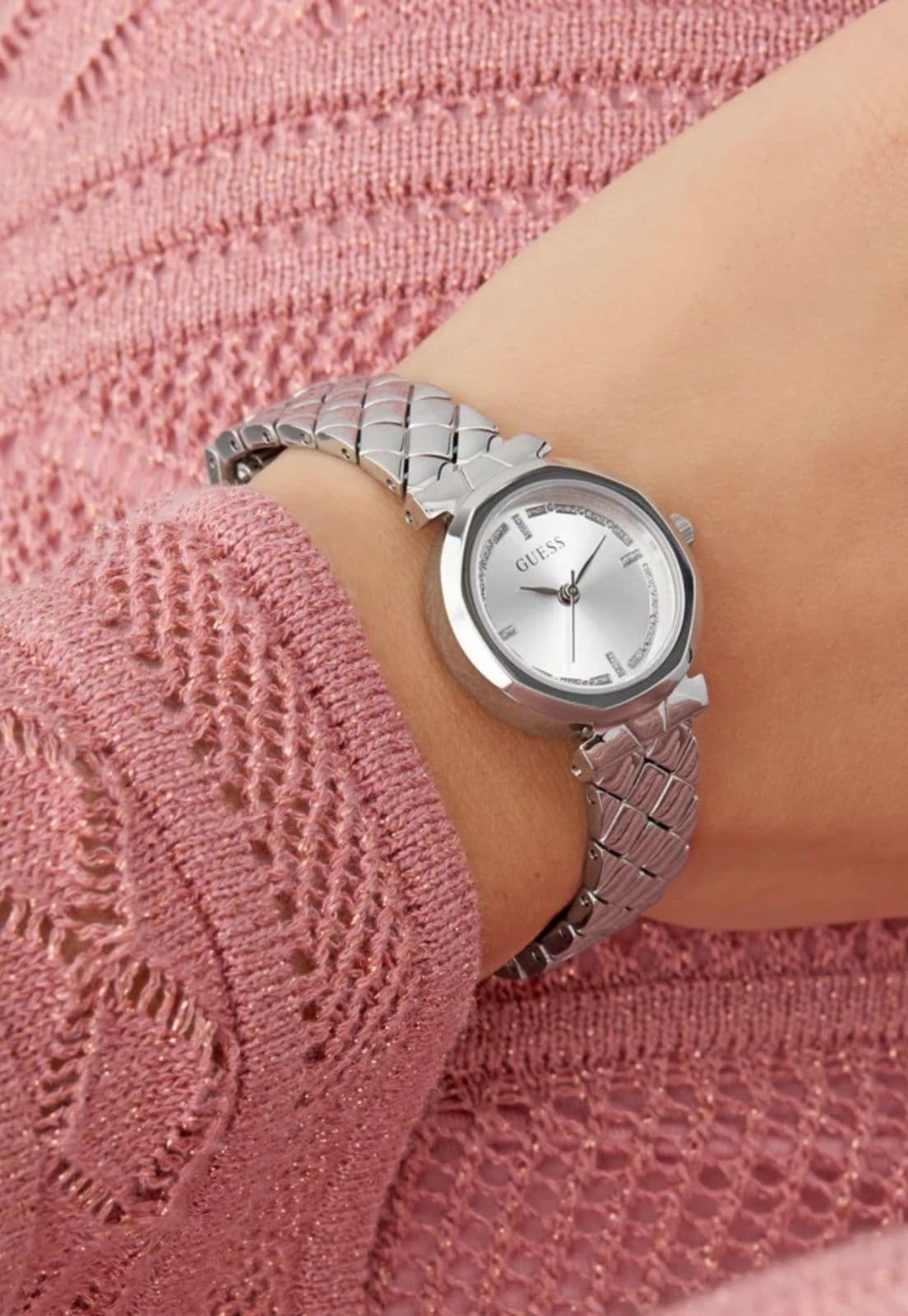 Vista 2 Relógio Guess Redondo Analógico Brilho Guess prata