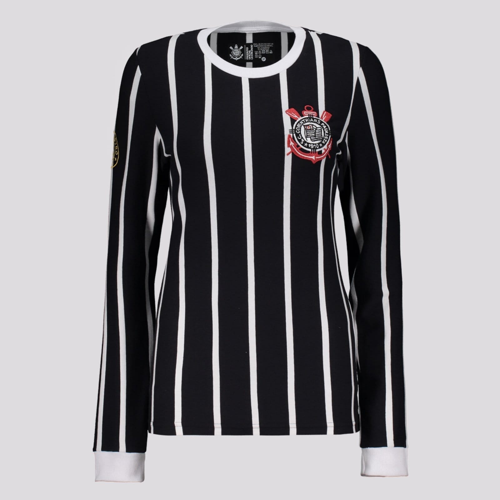 Camisa Corinthians Democracia Manga Longa Feminina Preta