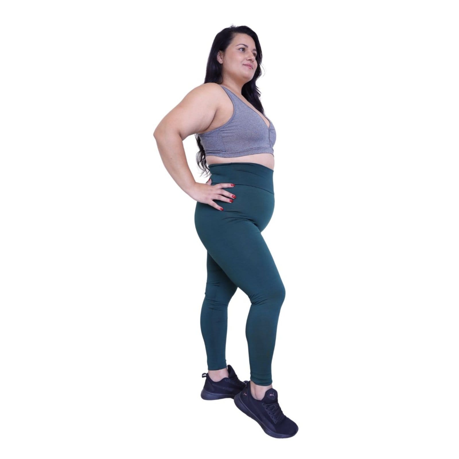 Calça Legging Plus Size Heide Ribeiro Corsário Fit Silver Verde Militar