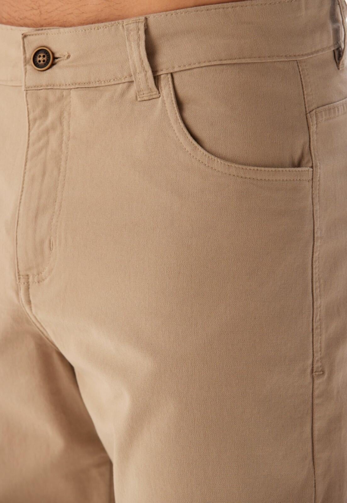 Vista 2 Calça Sarja Slim 5 Bolsos Traymon Areia Traymon caramelo