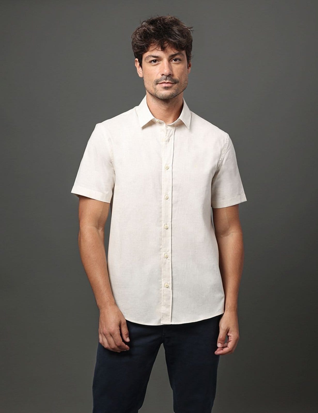 Camisa Masculina Linen Cotton Calvin Klein Jeans - Off White