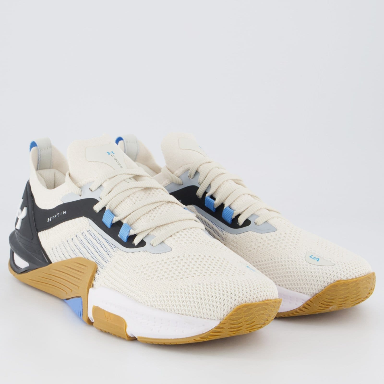 Vista 2 Tênis Under Armour Tribase Cross 2 SE Off-White e Azul Claro Under Armour branco white