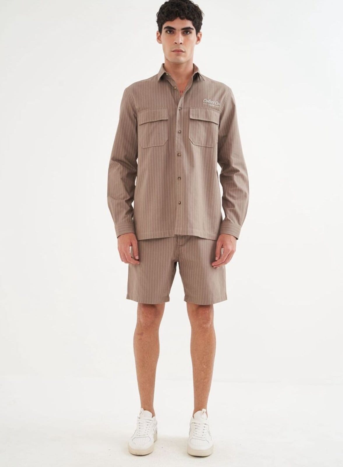 Vista 2 Bermuda Listrada Reta - Bona Colcci Colcci marrom