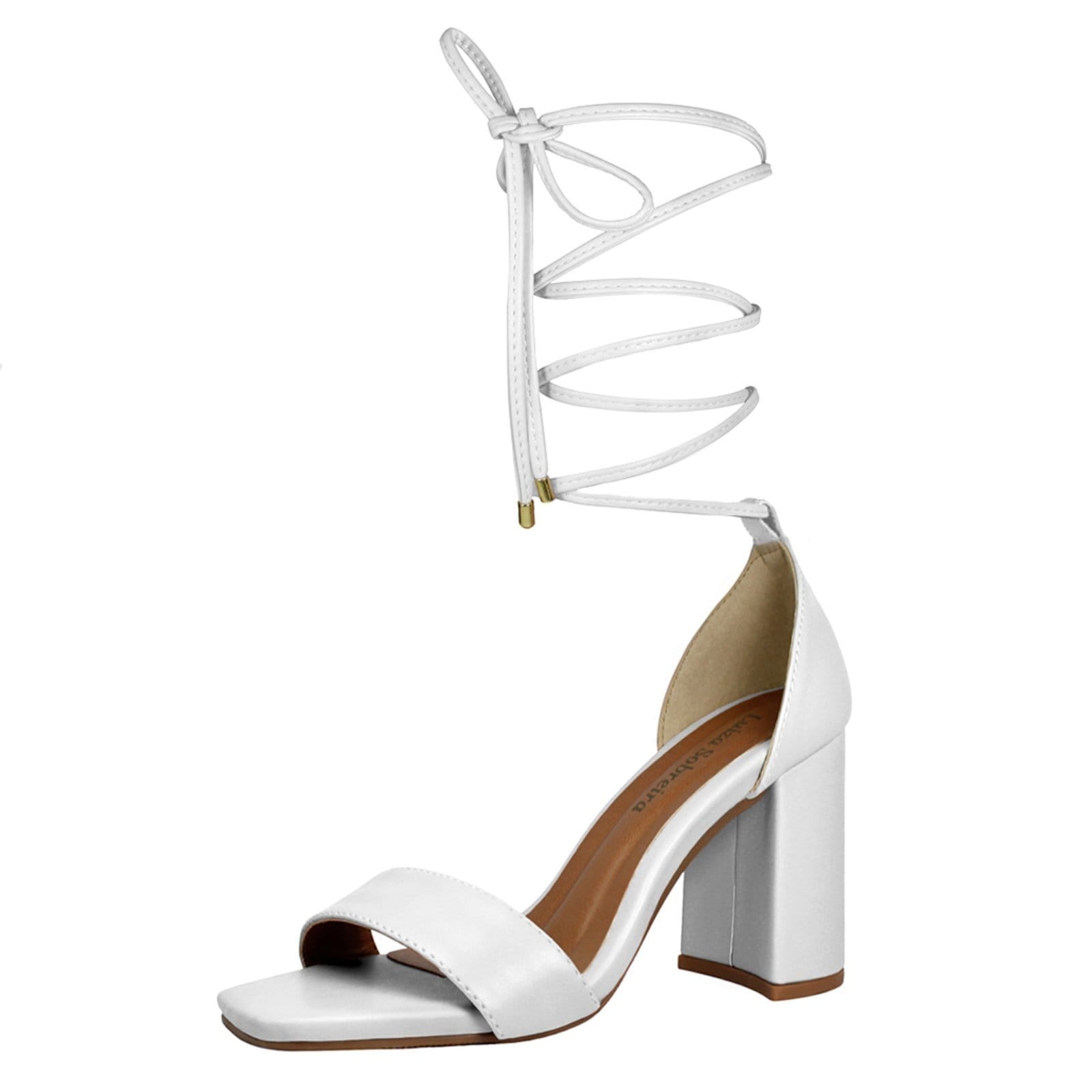 Vista 2 Sandália Troca Tira Salto Alto Grosso Luiza Sobreira Branca Mod. 2123-2 Luiza Sobreira branco