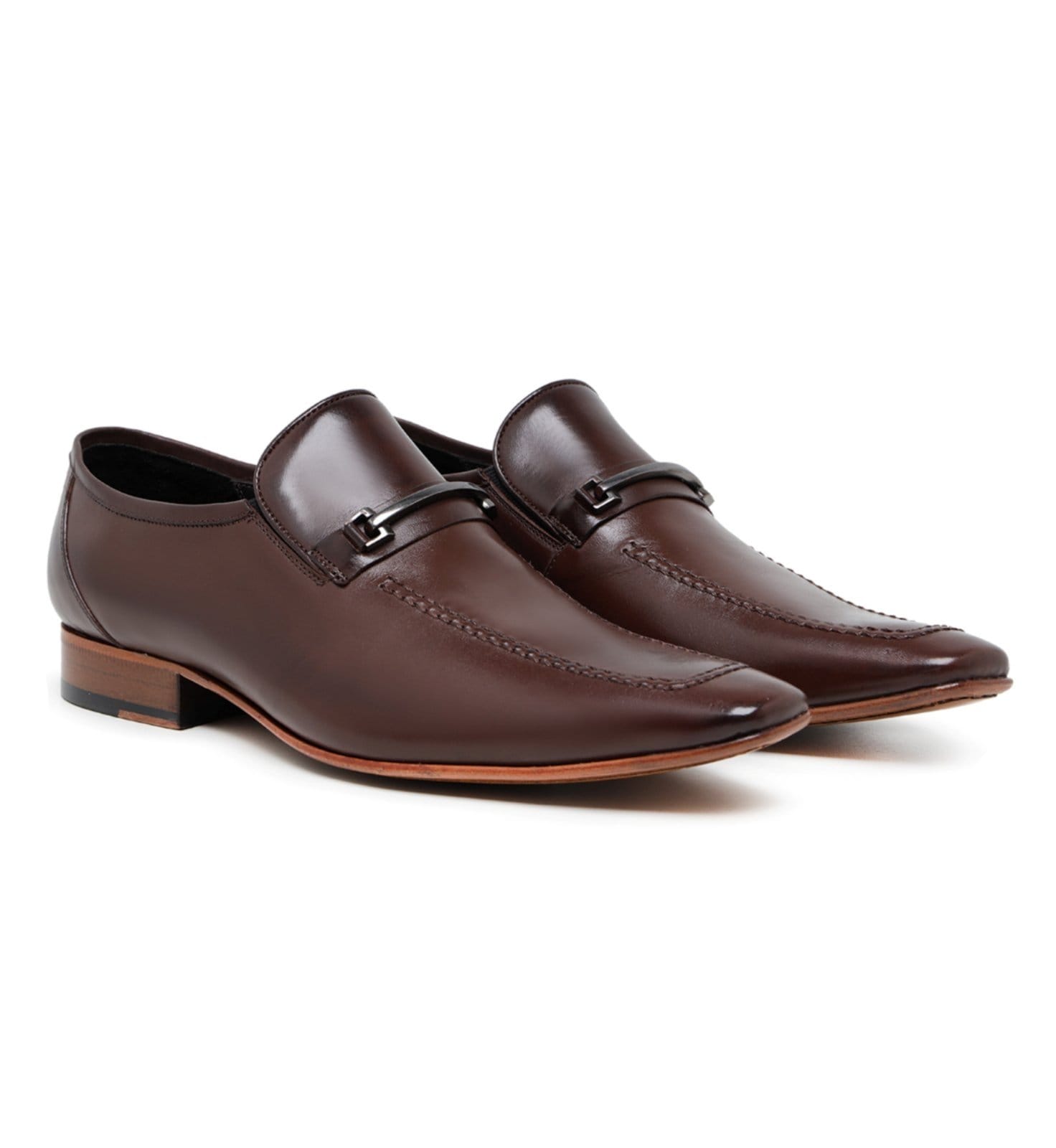 Vista 2 Sapato Social Fino Loafer Masculino em Couro Paulo Vieira Cor Tabaco Paulo Vieira Homem café