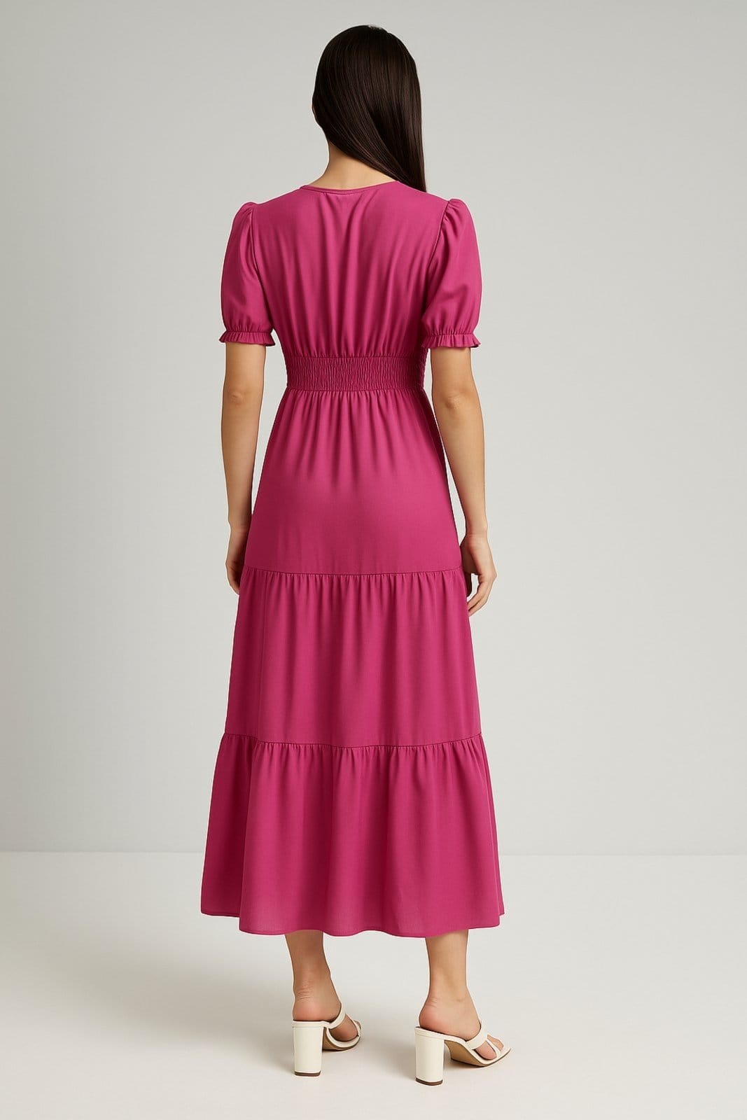 Vista 2 Vestido Longo D Bell Outlet Fashion Manga Curta uva D BELL OUTLET FASHION vinho