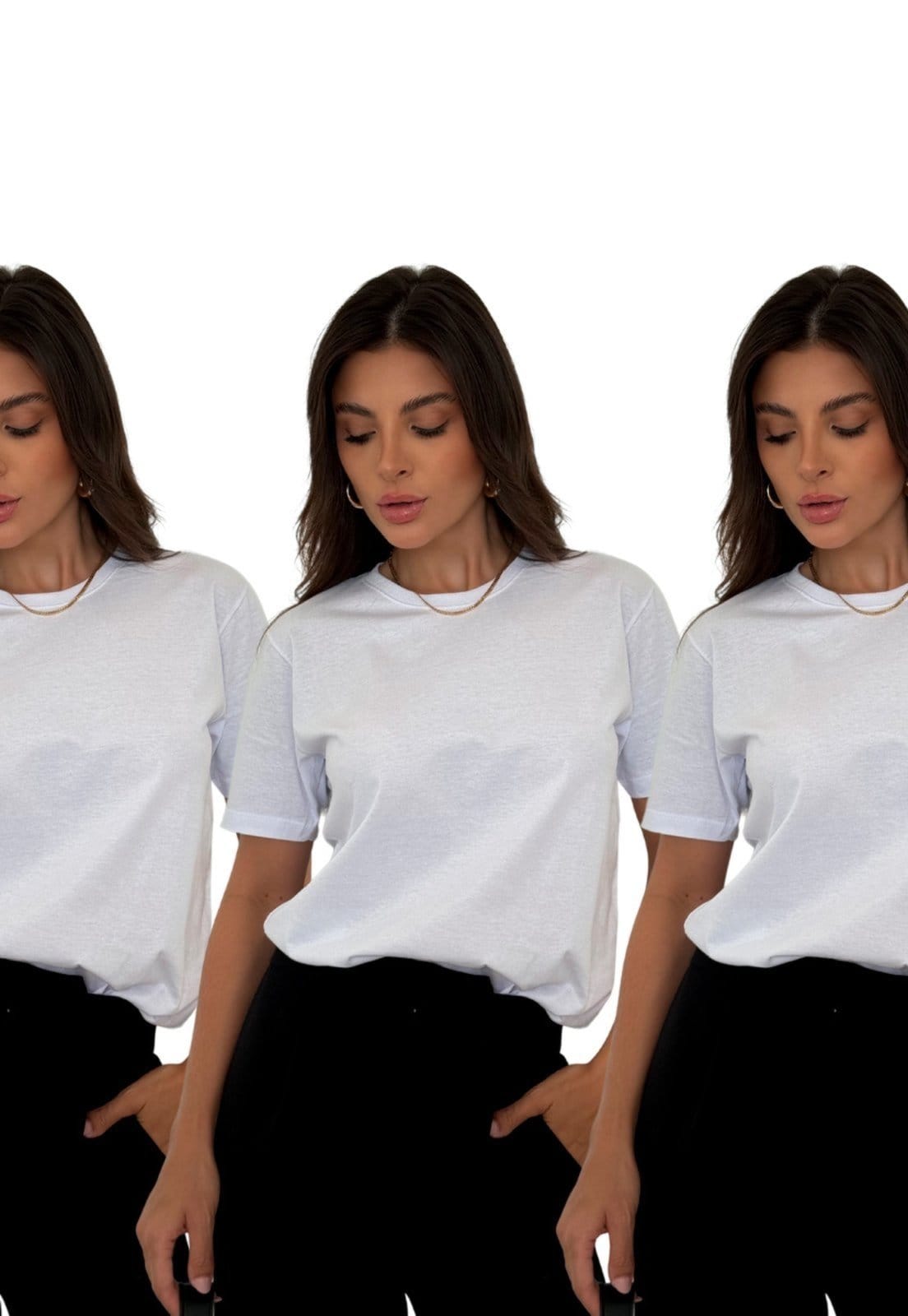 Kit 3 Camisetas Cianitas Lisas Branca 100% algodão