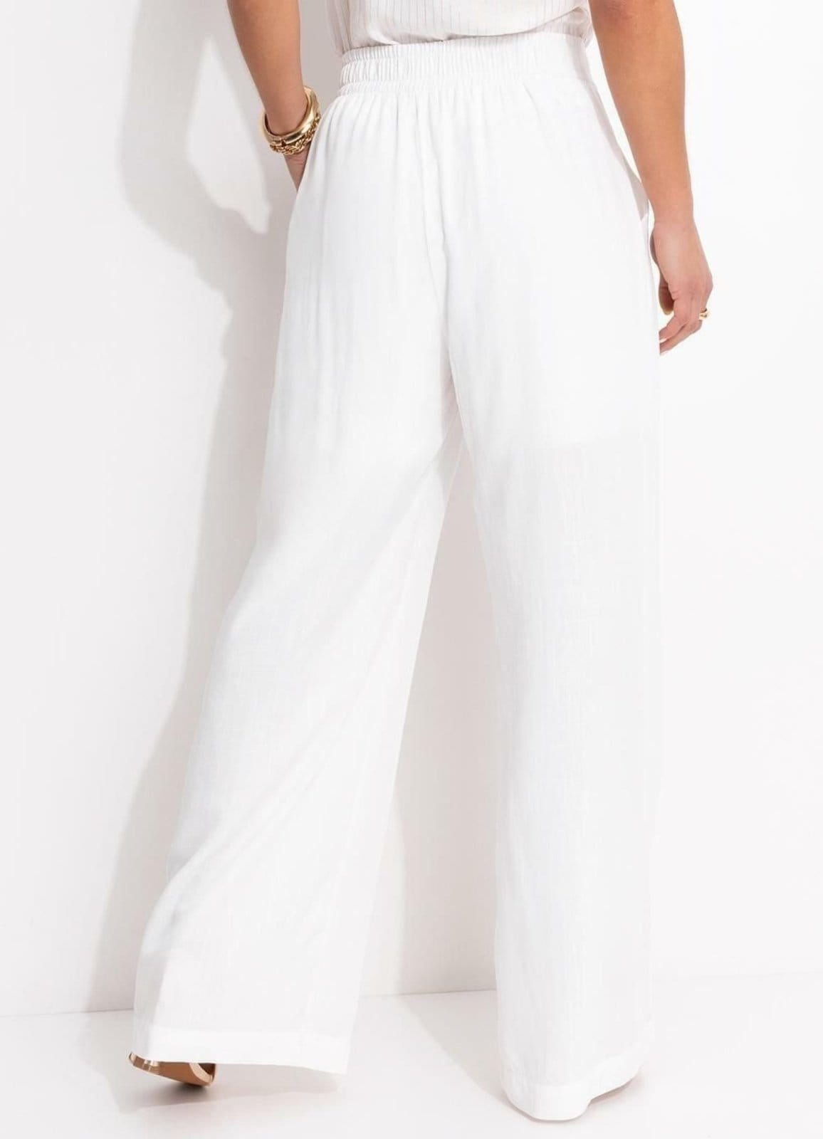 Vista 2 Calça Em Viscose Plana Off White Quintess branco white