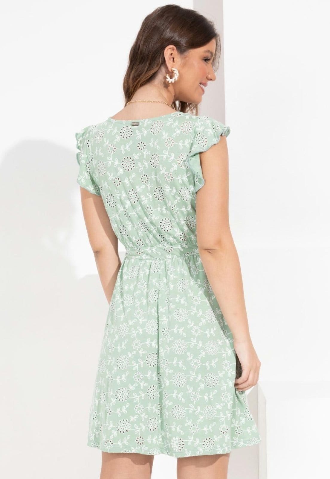 Vista 2 Vestido De Laise Cintura Marcada Quintess verde