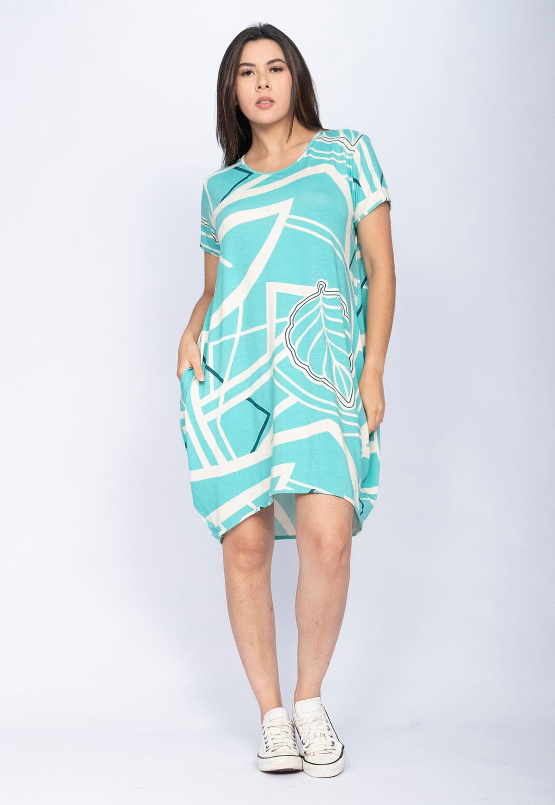 Vestido CabanaFree Curto Malha Amplo Always Estampa Aqua Flora