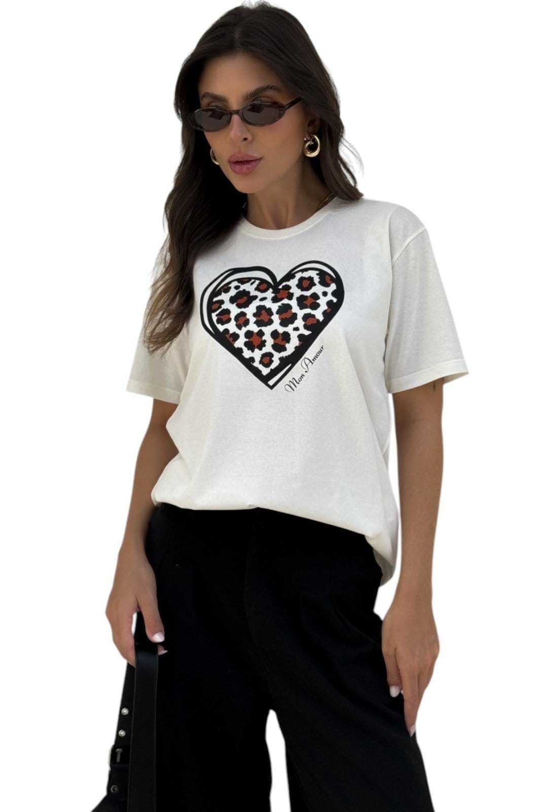 Camiseta Cianita Off Estampa Caração Animal Print