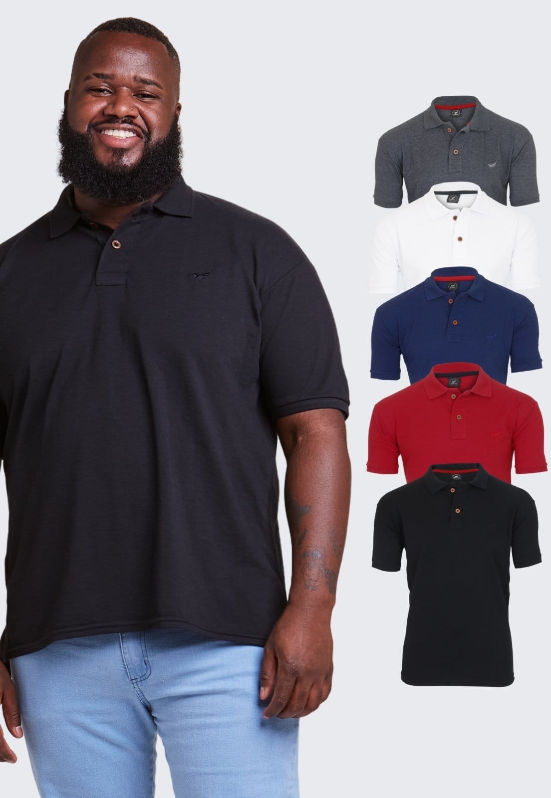 Kit 5 Camisa Polo Masculina Algodão Plus Size Daze Modas e Chumbo