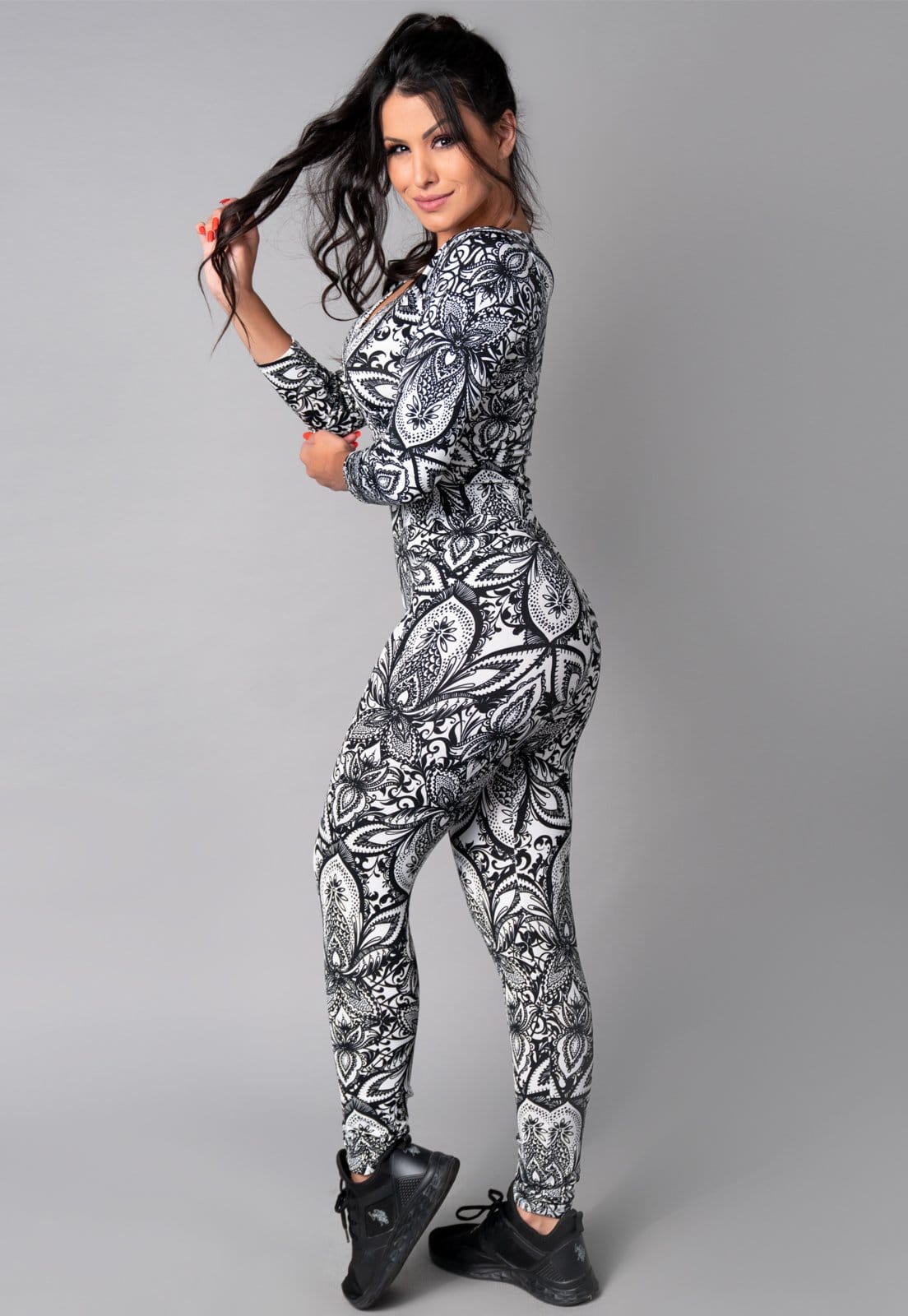 Macacão Longo MVB Modas Manga 3/4 Costa Fechada Suplex Mandala