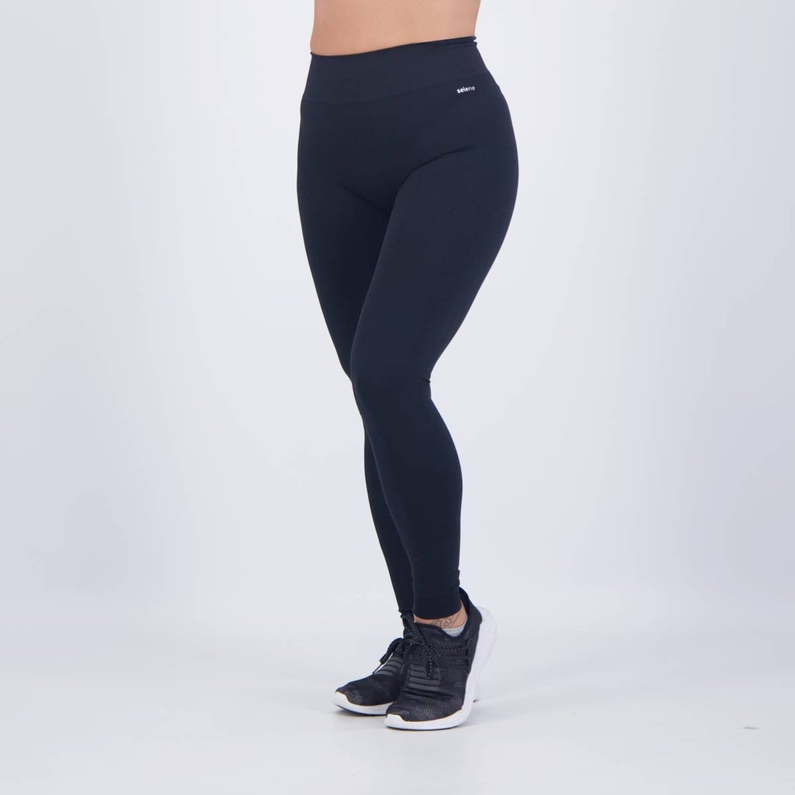 Vista 2 Kit 2 Calças Legging Selene Feminina Cinza Escuro e Preta SELENE preto