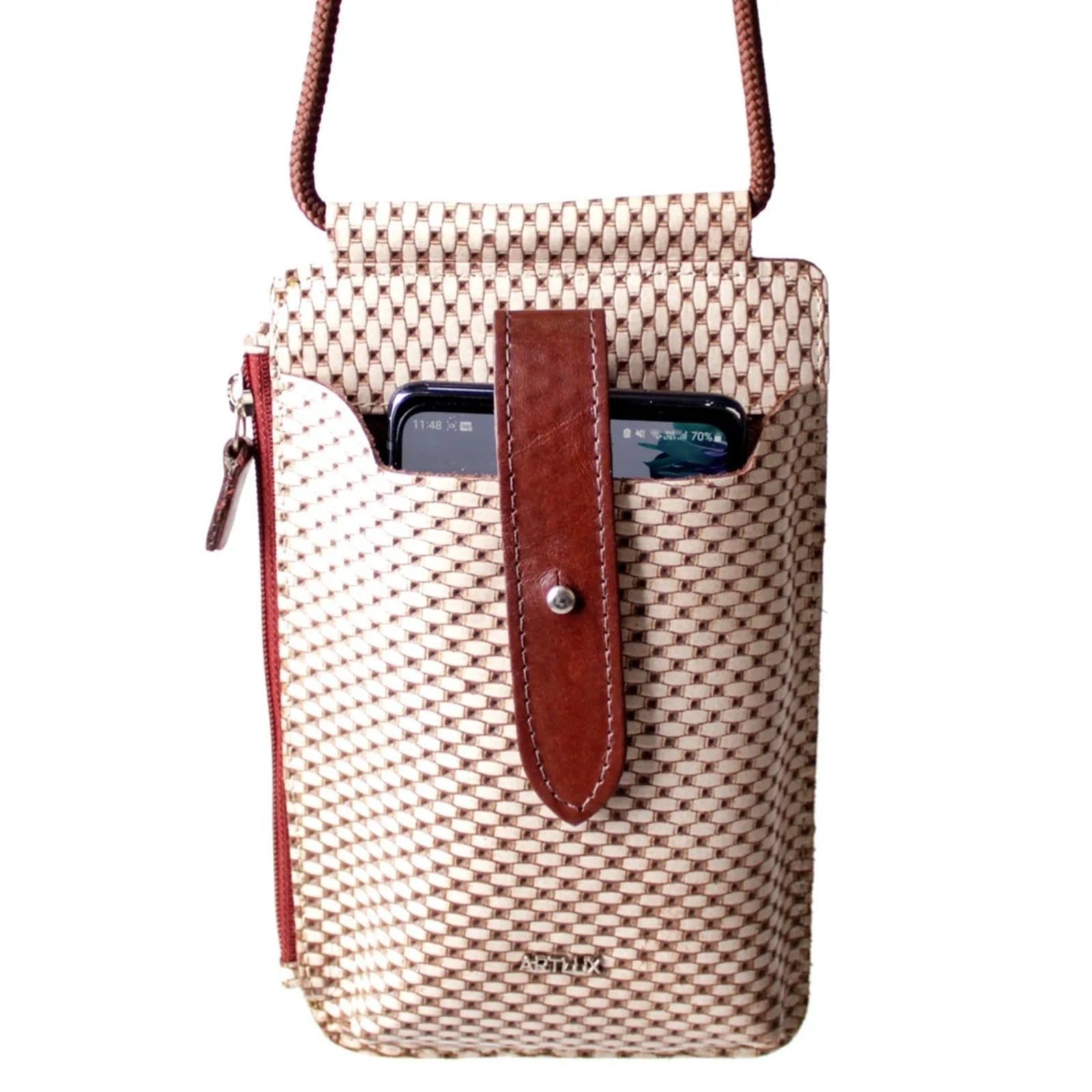 Bolsa Transversal para Celular em Couro Artlux 9056 - CAFE COM