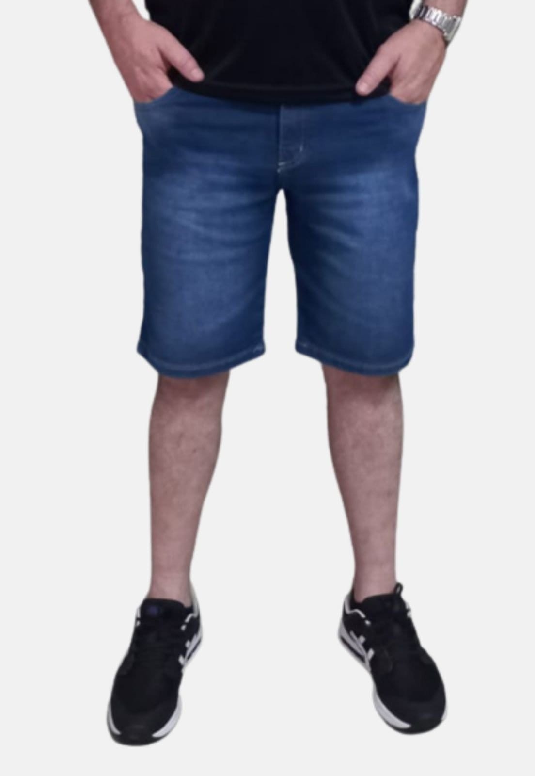 Vista 2 Bermuda Jeans Masculina Slim Estonada BOEN JEANS azul