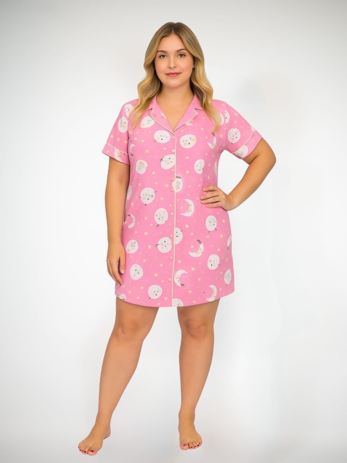 Camisola Algodão Plus Size Americana Curta Fiama - Lua