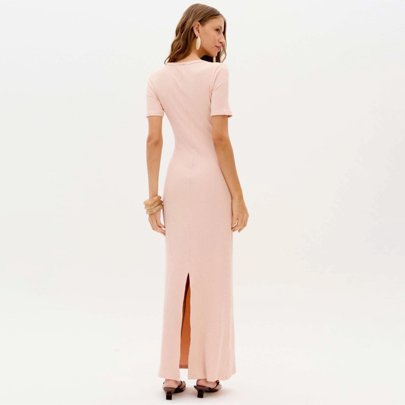 Vista 2 Vestido Super Midi Lança Perfume Canelado Ve26 Feminino Lança Perfume rosa