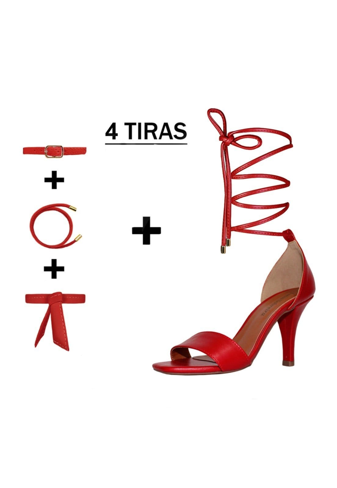 Sandália Troca Tira Salto Alto Fino Luiza Sobreira Vermelha Mod. 2130-2
