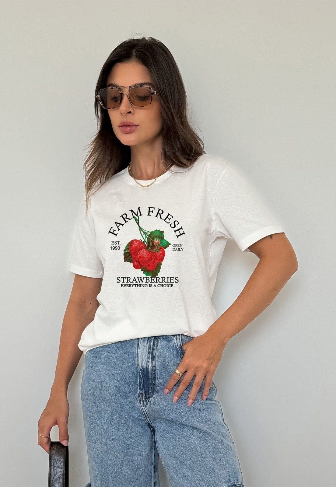 Camiseta Cianitas Off Estampa Morango Organic