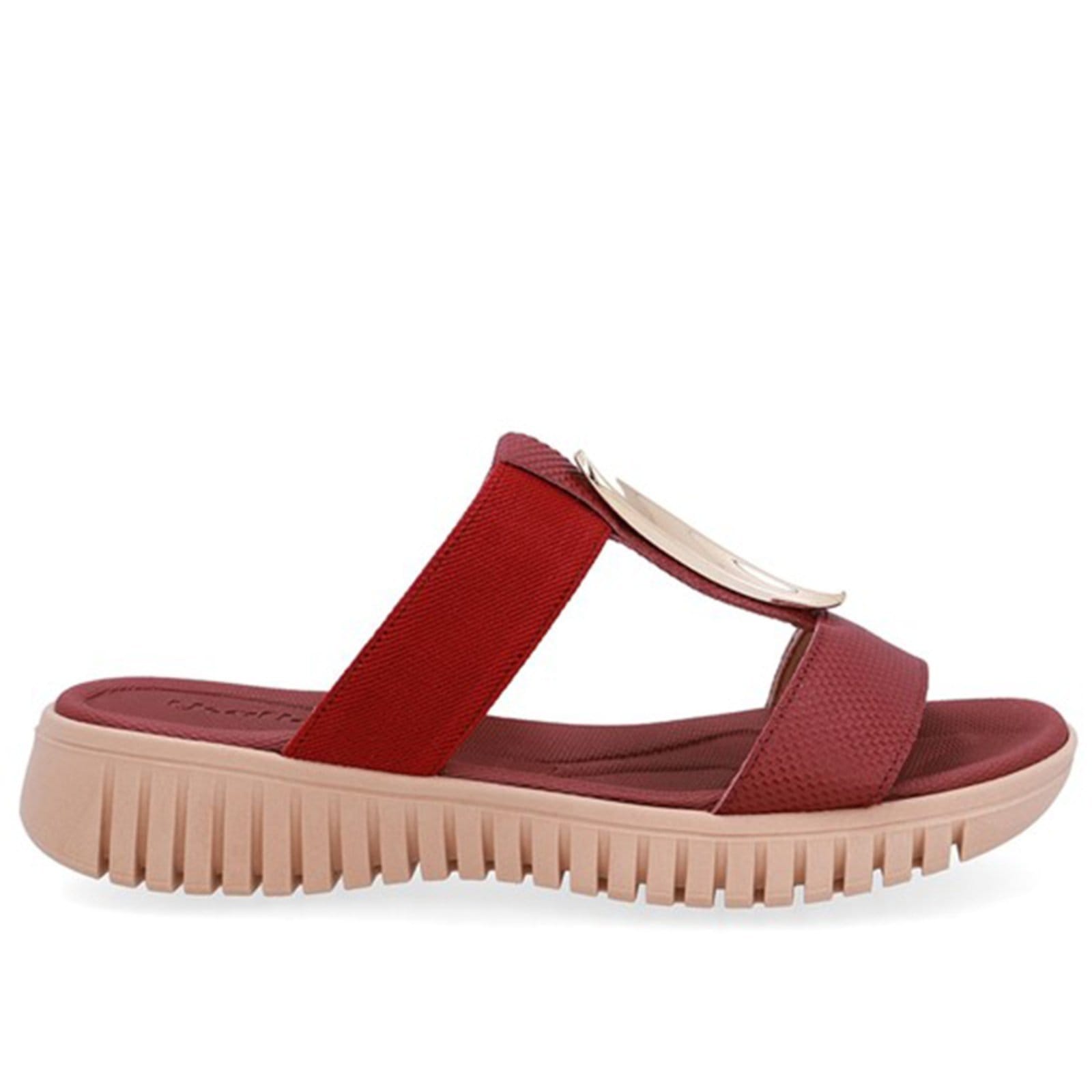 Tamanco Salto Baixo Couro Enfeite Dourado Usaflex Pinhao - 004