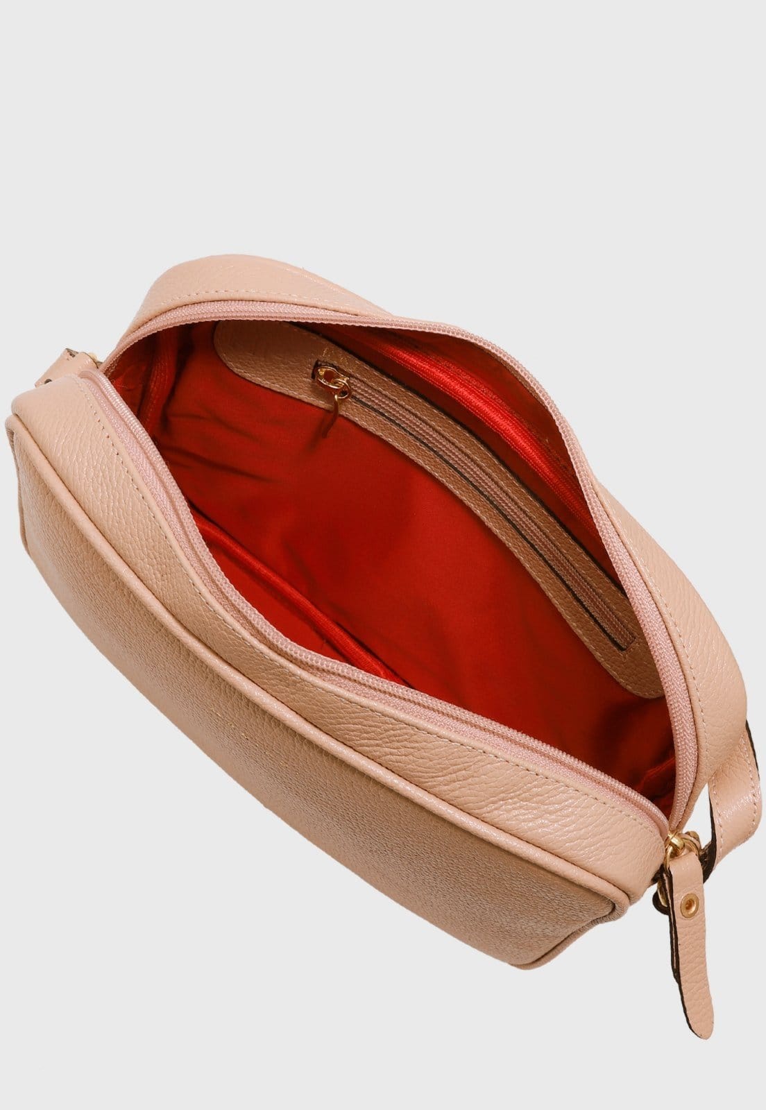 Vista 2 Bolsa Transversal Couro Mariart Maxi Jeri Creme Mariart bege