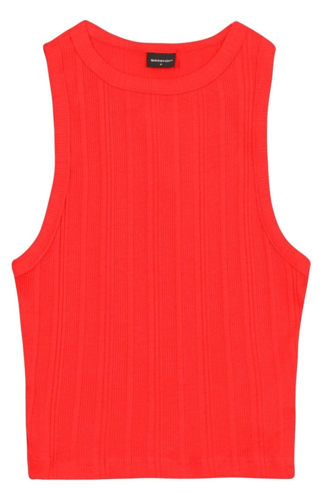 Vista 2 Blusa cropped feminina canelada Essendi édio Essendi vermelho