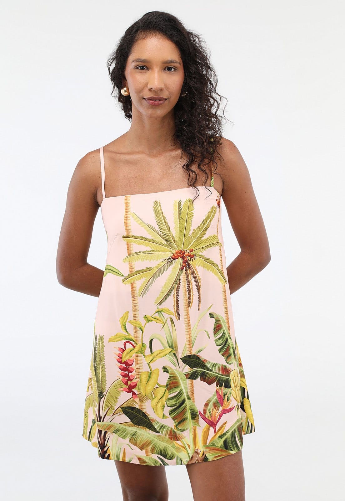 Vestido Feminino FARM Estampa Tropical Alças Finas