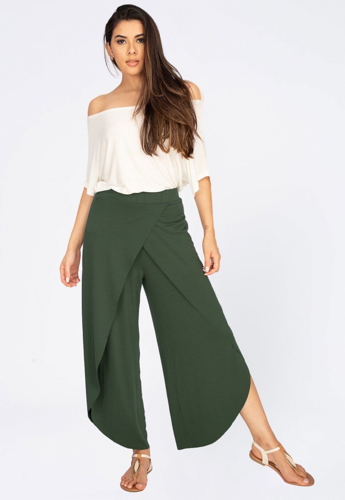 Vista 2 Calça Pantacourt Amazonia Vital Transpassada Malha Amazonia Vital verde