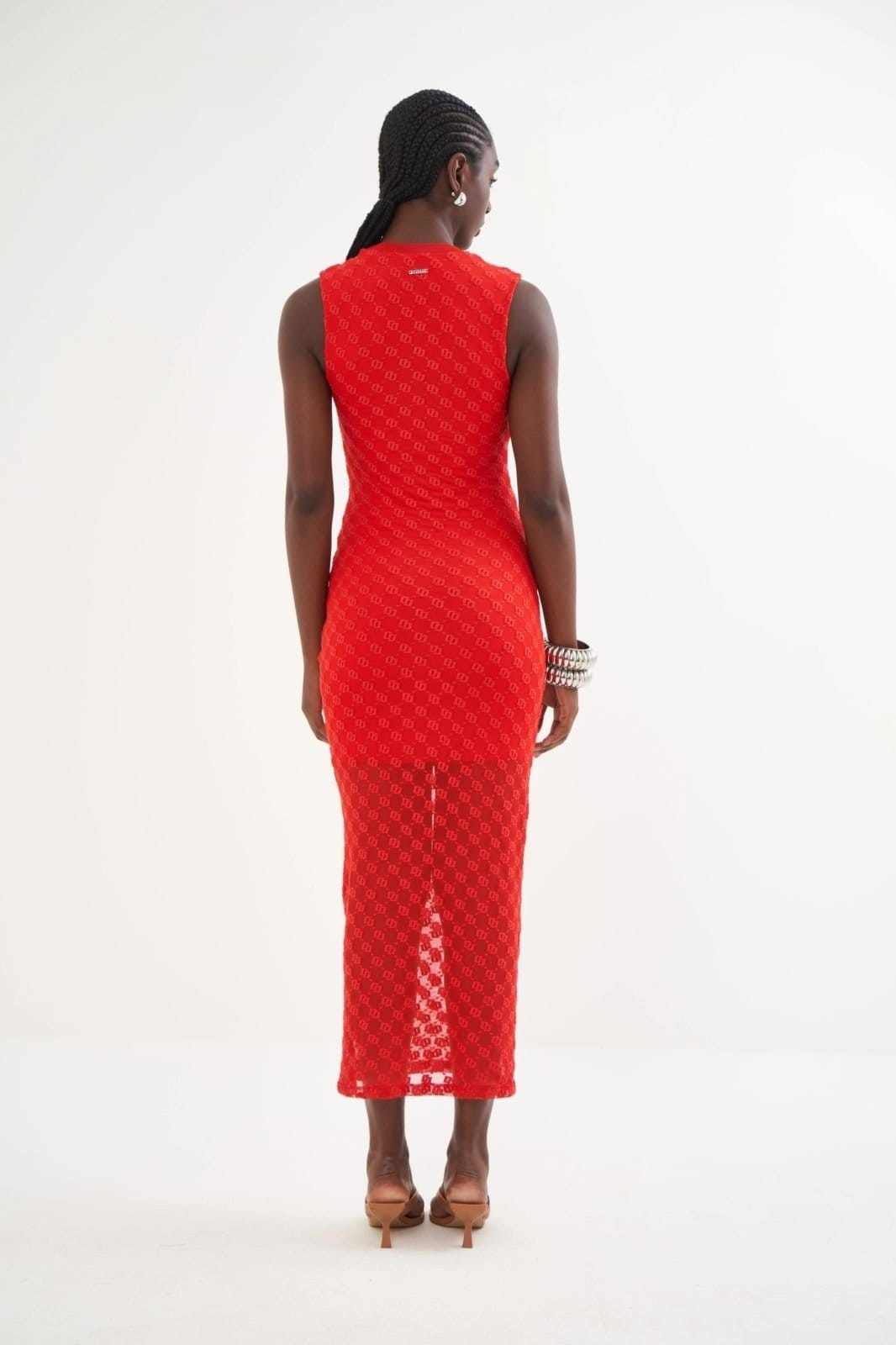 Vista 2 Vestido Midi Em Tule Justo Colcci Ife Colcci vermelho