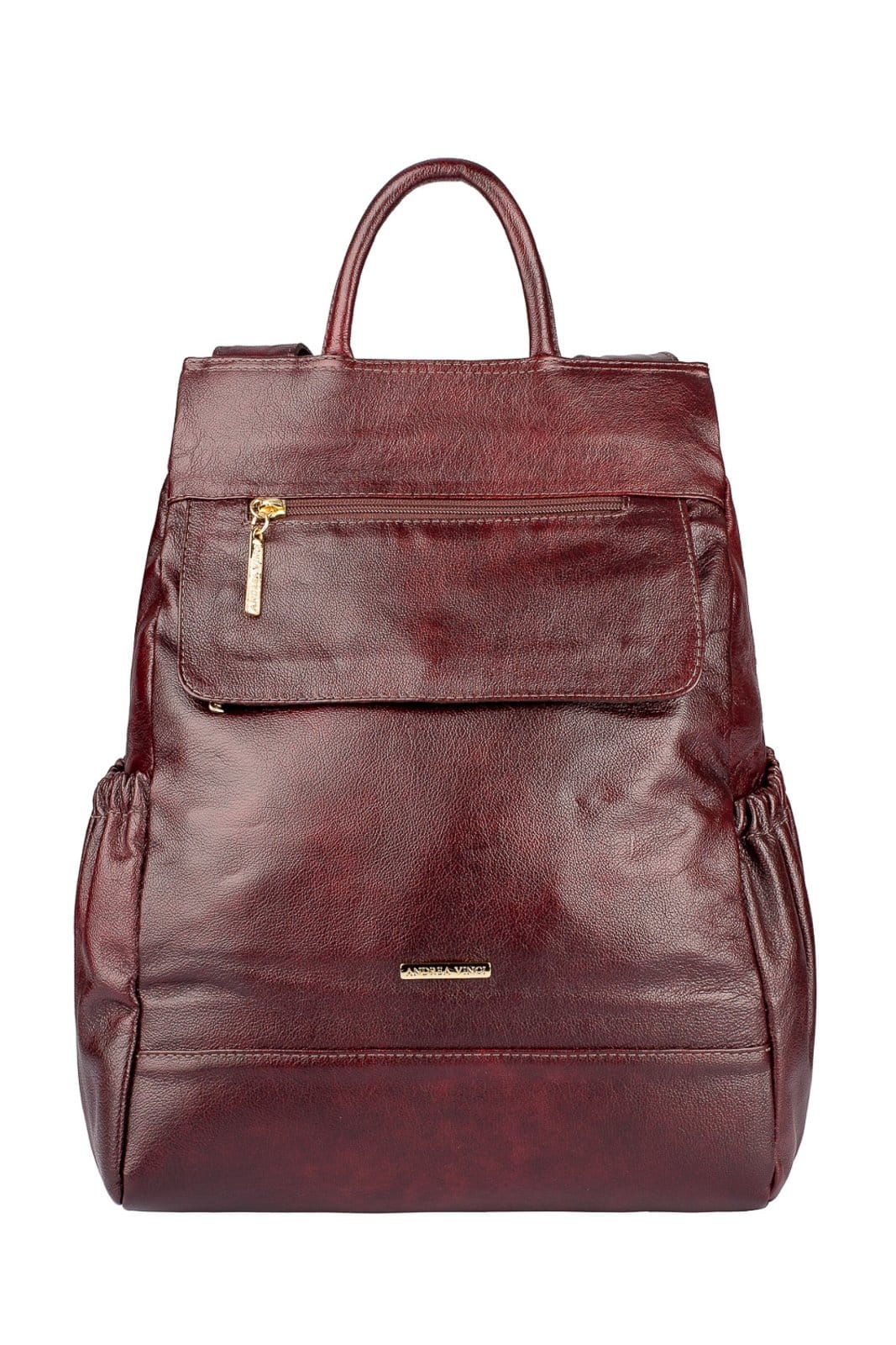 Mochila antifurto de couro liso Suelen - Marsala