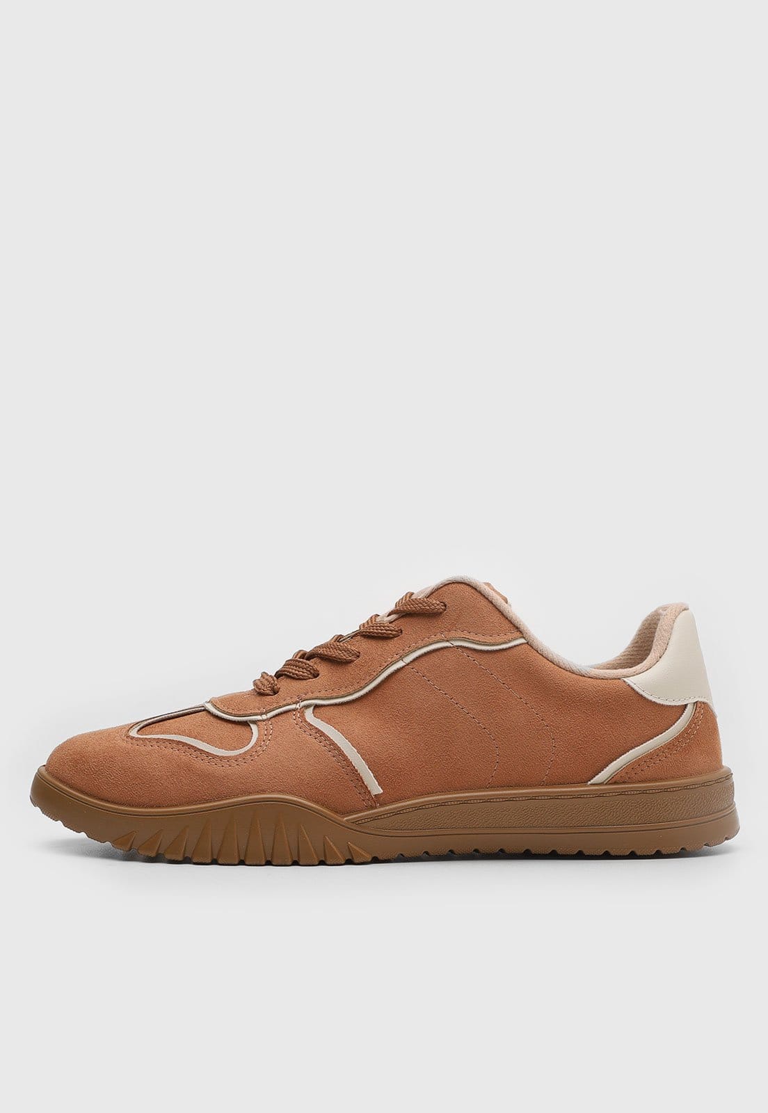 Tênis Feminino Moleca Cadarço Caramelo e Off-White