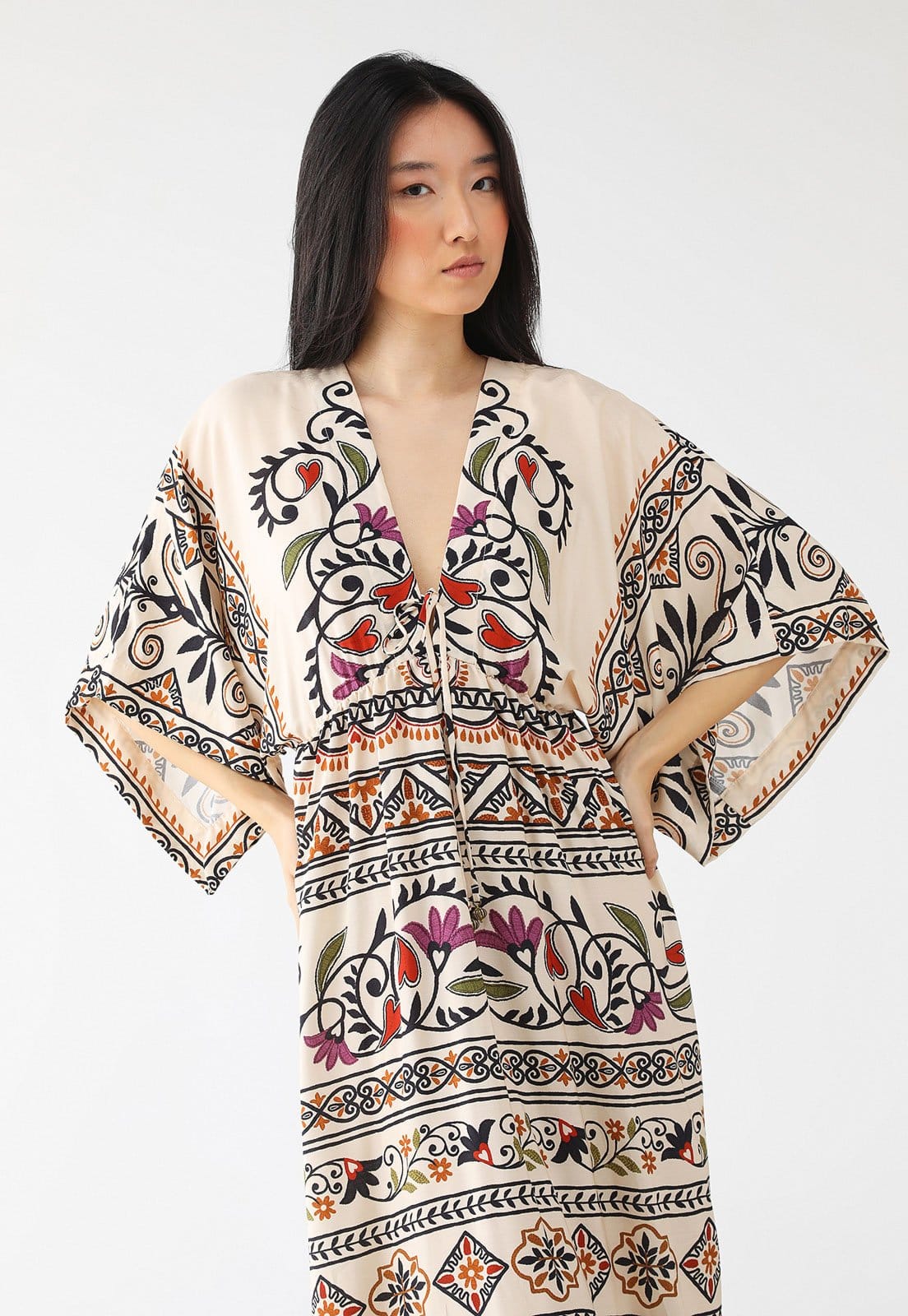 Vista 2 Vestido FARM Longo Adriele FARM bege