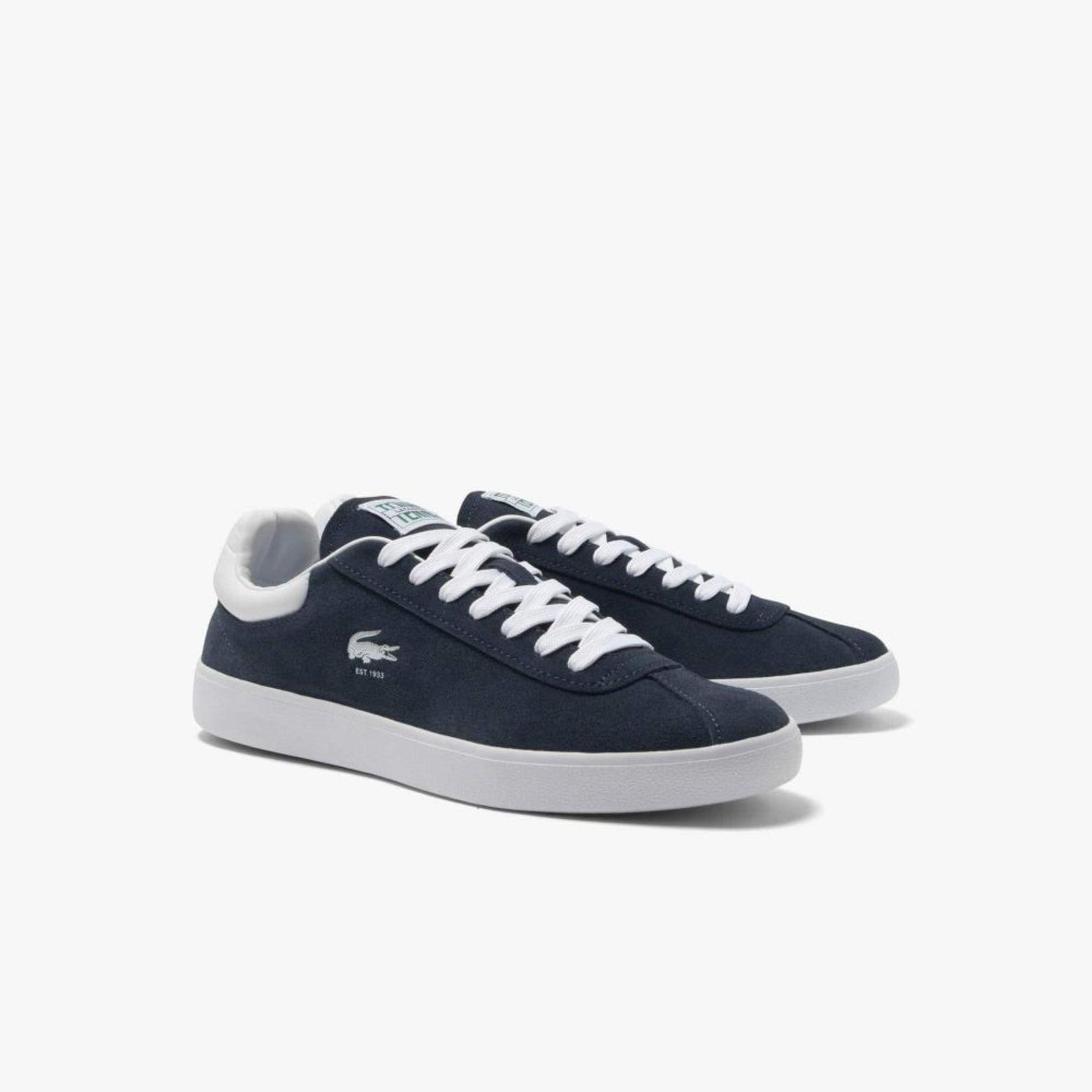 Vista 2 Tênis masculino Lacoste de camurça Baseshot Lacoste branco