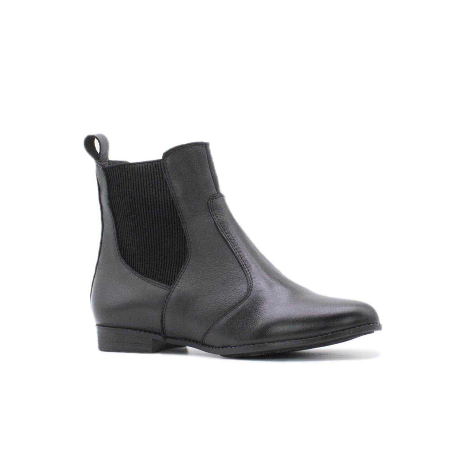 Vista 2 Bota Coturno Chelsea em Couro Feminina Tellini Store Preta Elastico TELLINI STORE preto